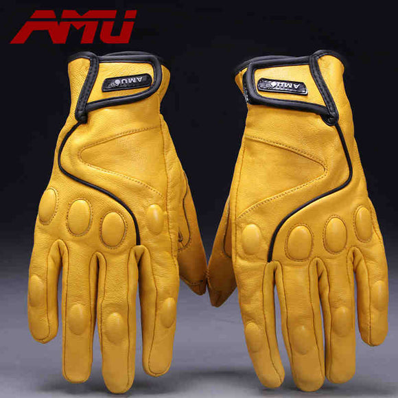 Guantes AMU Motorcycle gloves Glove real Leather baseball gloves Motorbike Electric bicycle Electrombile Mitts motorcycle Gloves
