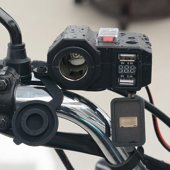 Waterproof Dual USB Port 12V Motorbike Motorcycle Handlebar Charger 5V 2.1A Adapter Power Cigarette lighter socket for Phone